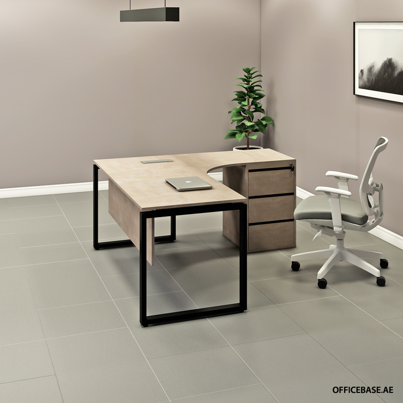 TRADITUM L Shape Desk | Concrete Colors