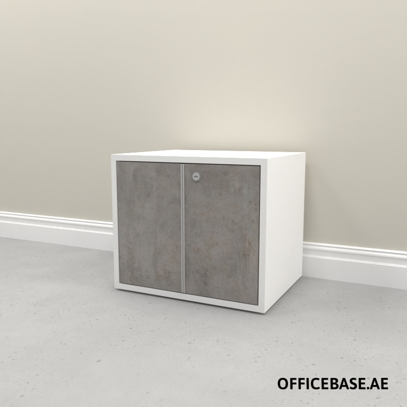 AVEO Filing Cabinet | Edge Handle | W500MM | Combi | White + Concrete Colors