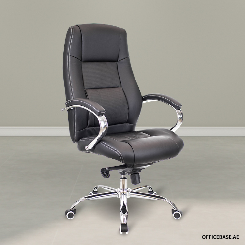 Kron Executive PU Leather Chair - White Stitching