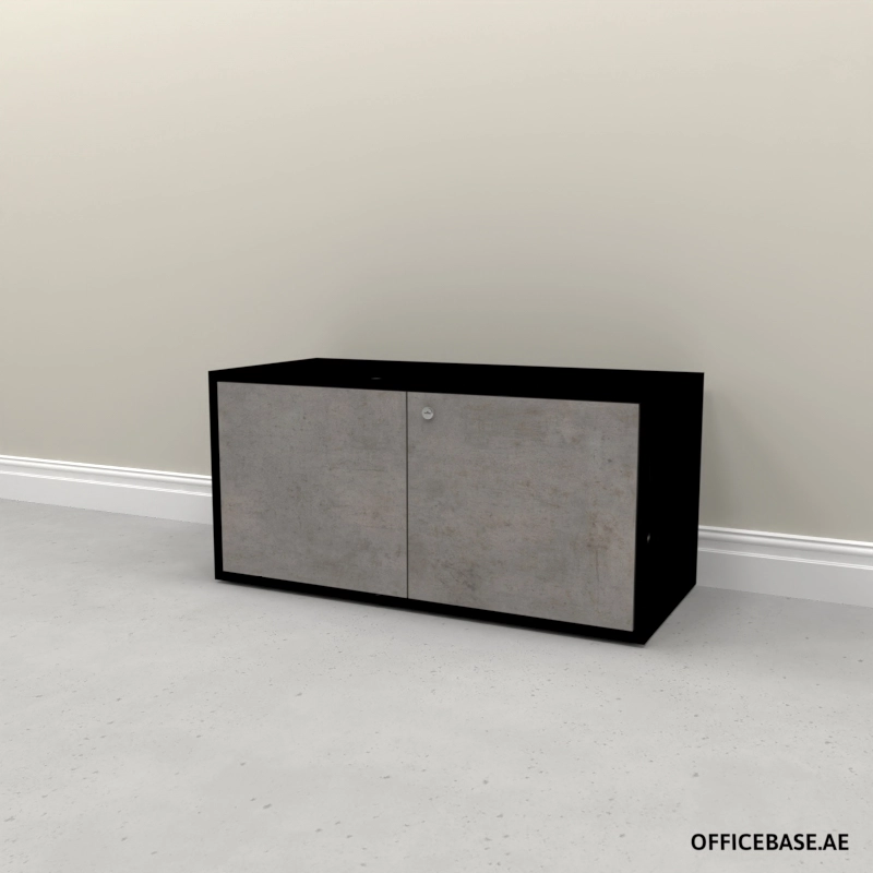 AVEO Filing Cabinet | Push To Open | W885MM | Combi | Black + Concrete Colors