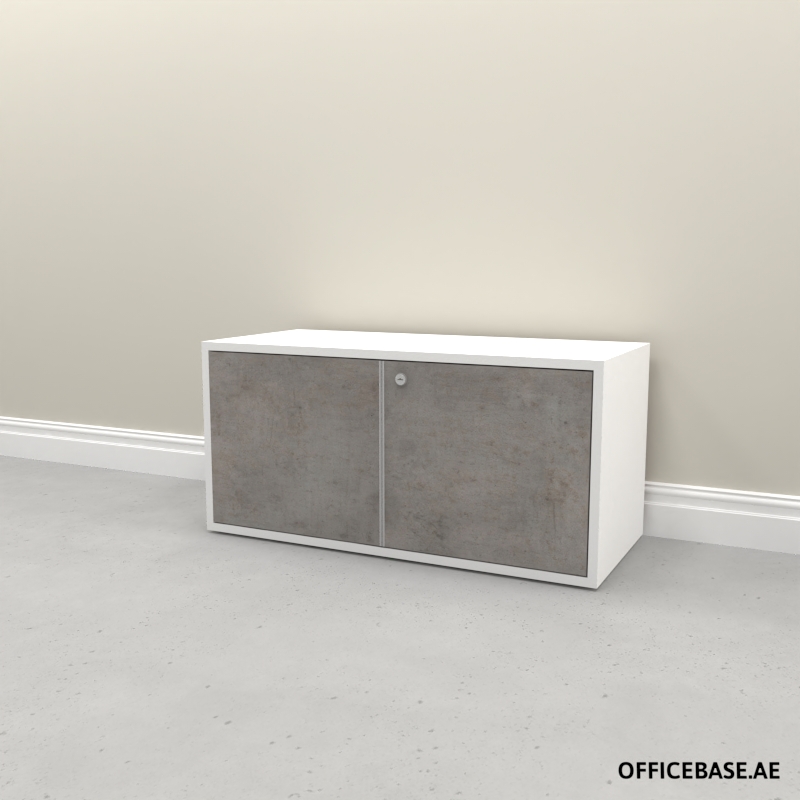 AVEO Filing Cabinet | Edge Handle | W885MM | Combi | White + Concrete Colors