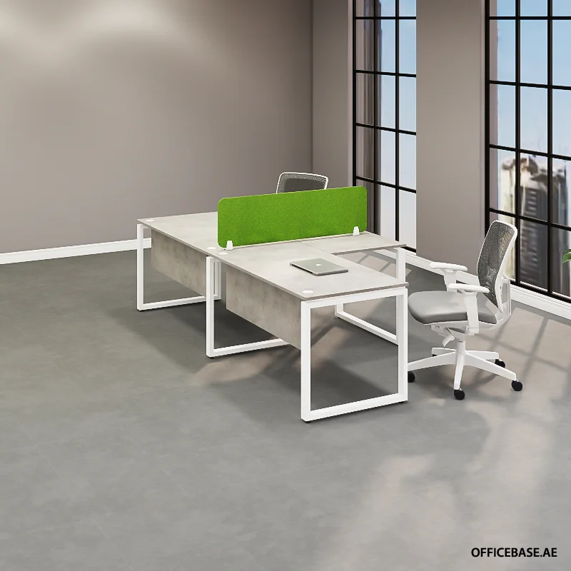 DUO Lateral Workstations with Return | Concrete Colors