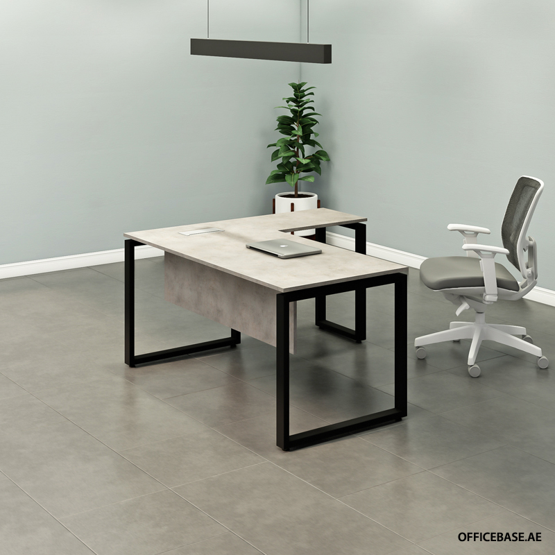 MAGNA L Shape Desk | Concrete Colors