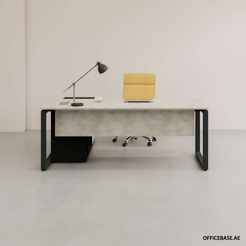 MAGNA PRO COMBI L Shape Desk | Black + Concrete Colors