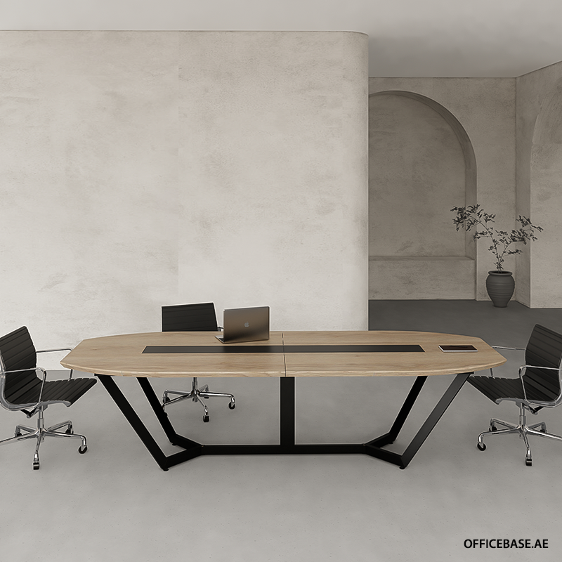 OPUS Meeting Table | Premium Colors | Sand Gladstone Oak | W2550 X D1100 X H750 MM (8 Persons) | Black
