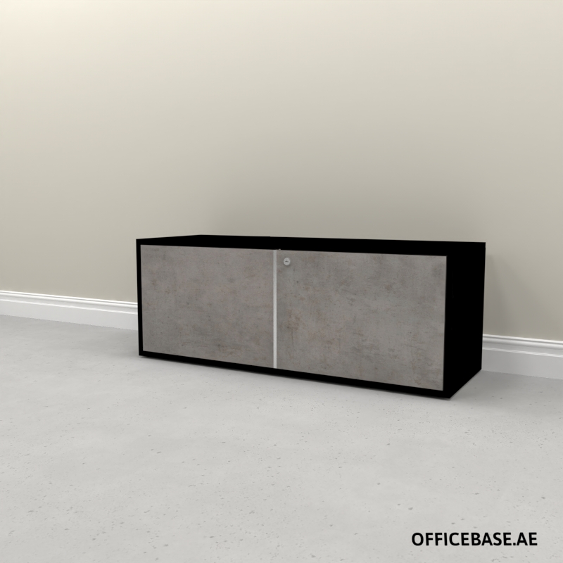 AVEO Filing Cabinet | Edge Handle | W1138MM | Combi | Black + Concrete Colors