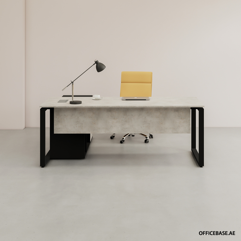 MAGNA PRO COMBI L Shape Desk | Black + Concrete Colors