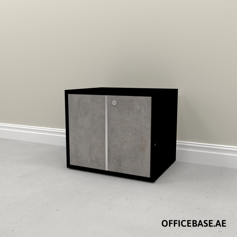 AVEO Filing Cabinet | Edge Handle | W500MM | Combi | Black + Concrete Colors