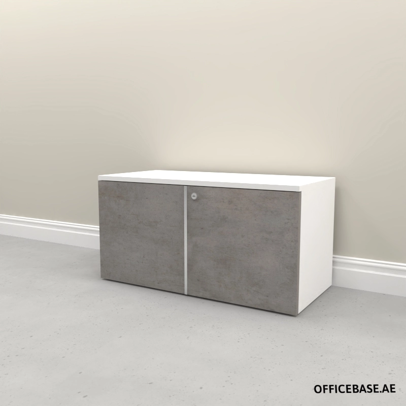 AVEO Filing Cabinet | Edge Handle | W848MM | Combi | White + Concrete Colors