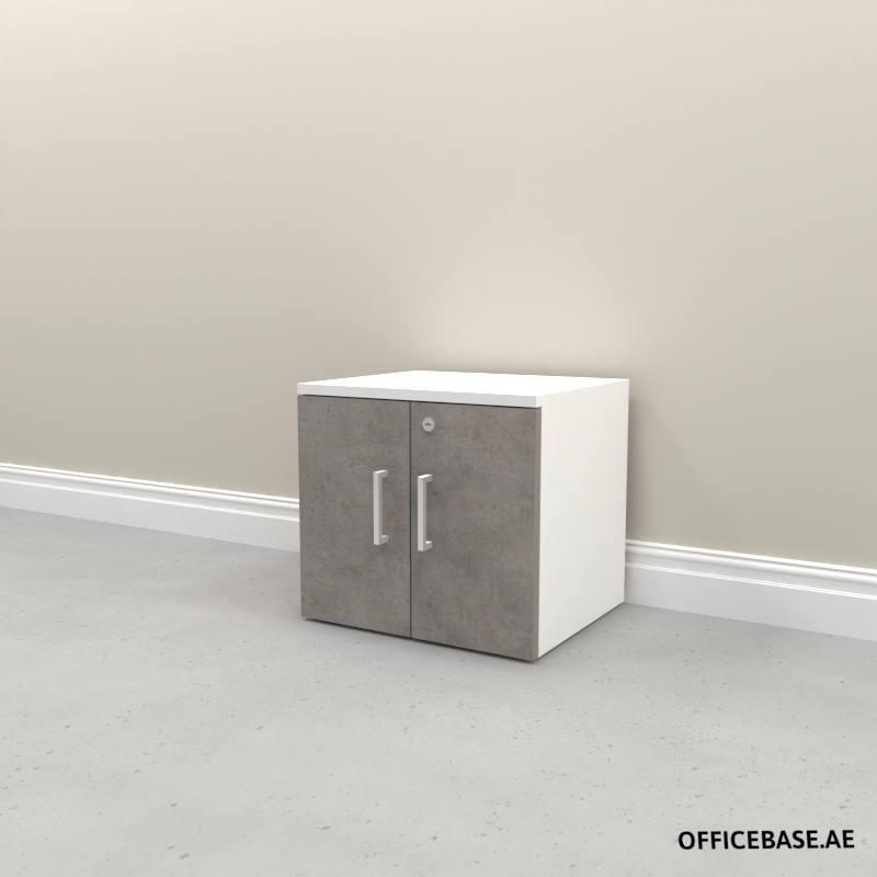 AVEO Filing Cabinet | D Handle | Full Overlay | W463MM| Combi | White + Concrete Colors