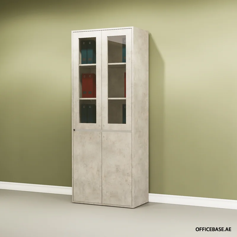 AVEO Full Height Cabinet | Glass Door | Concrete Colors