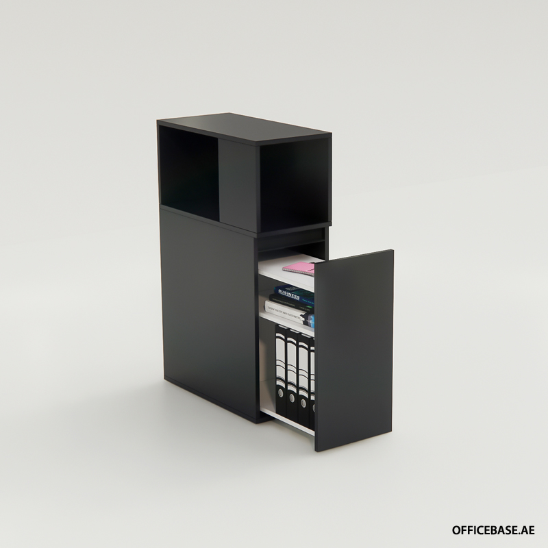 CREPIDO Full Height Pedestals with Open Shelf | H1100 | Solid Colors