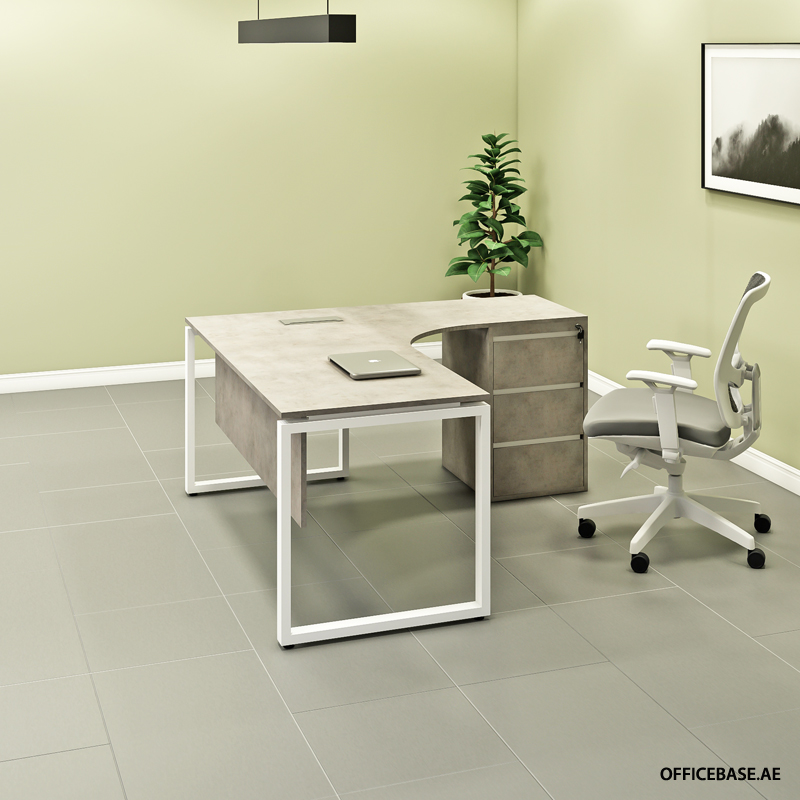 TRADITUM L Shape Desk | Concrete Colors