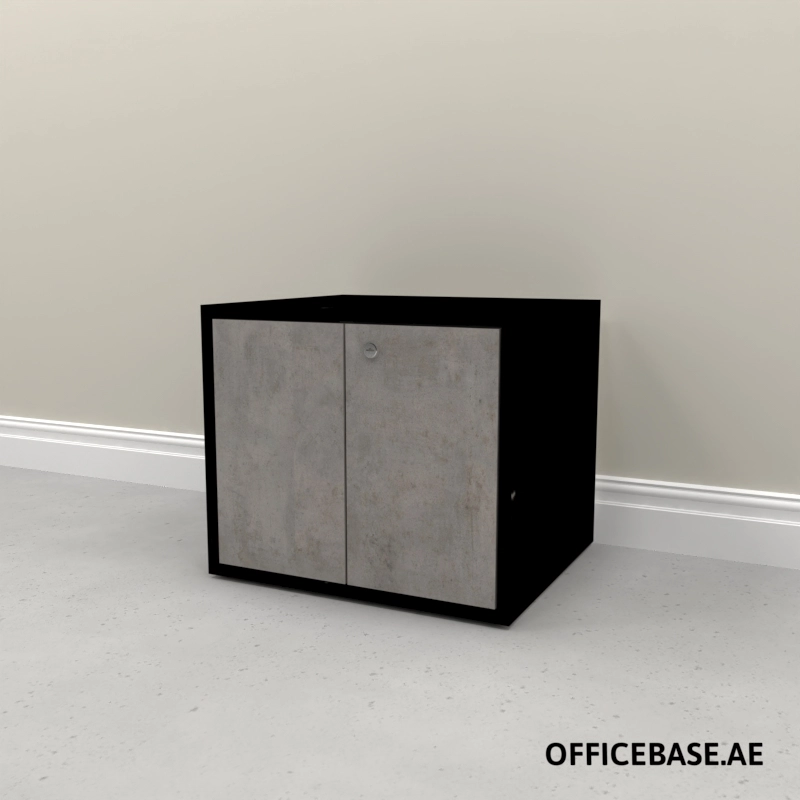 AVEO Filing Cabinet | Push To Open | W500MM | Combi | Black + Concrete Colors