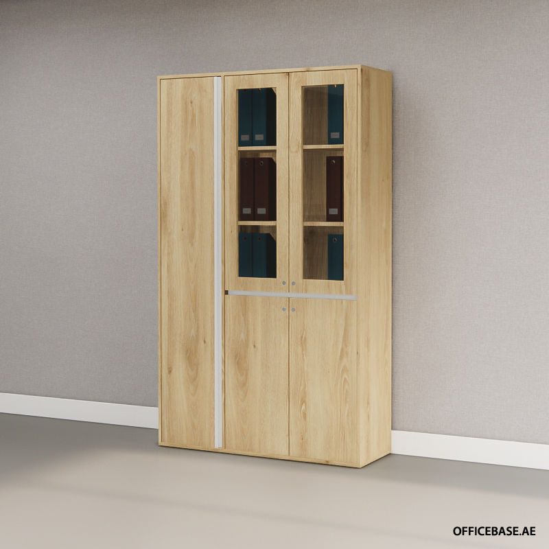 AVEO Full Height Cabinet | Combo Glass and Wood Doors | Standard Colors