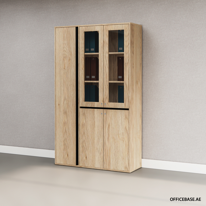 AVEO Full Height Cabinet | Combo Glass and Wood Doors | Premium Colors