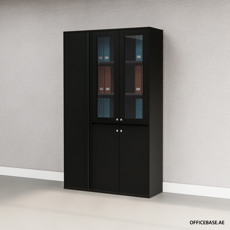 AVEO Full Height Cabinet | Combo Glass and Wood Doors | Solid Colors