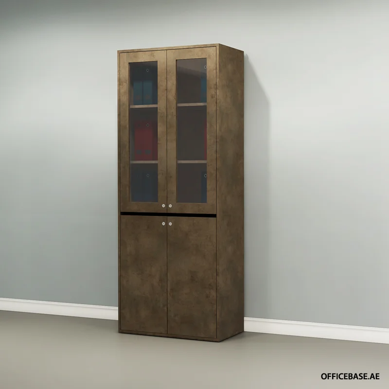 AVEO Full Height Cabinet | Glass Door | Concrete Colors