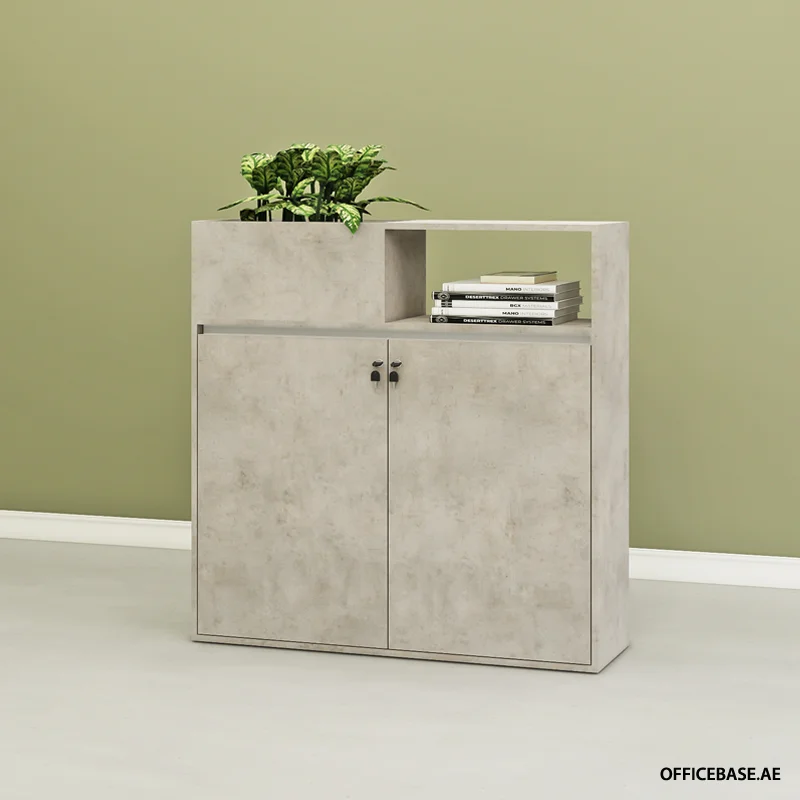 NOVA Cabinet with Small Planter | Concrete Colors