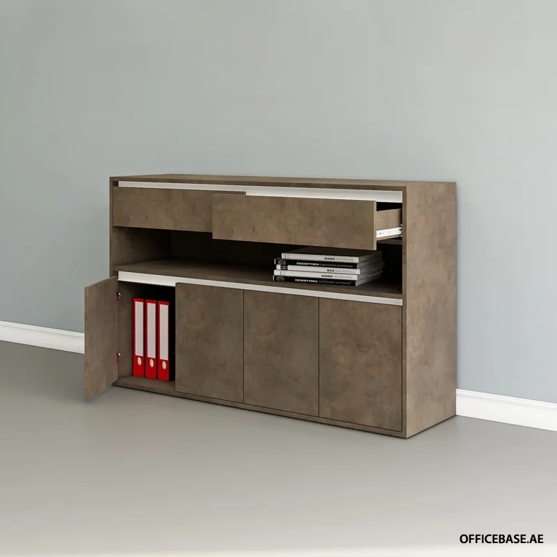 ORA Cabinet With Open Shelf | H900MM | Concrete  Colors