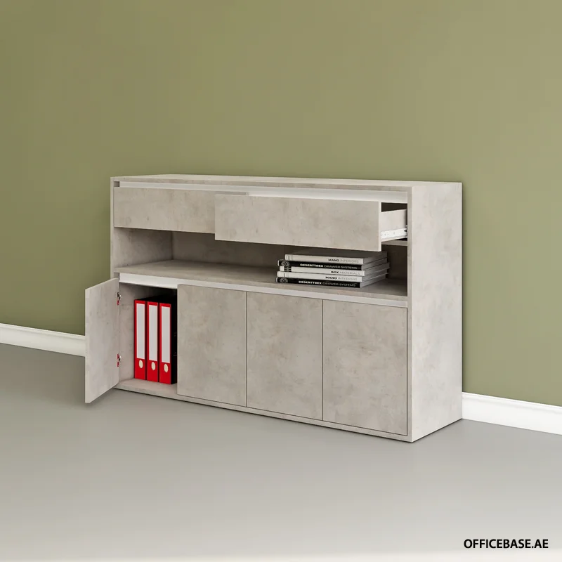 ORA Cabinet With Open Shelf | H900MM | Concrete  Colors